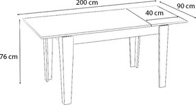Τραπέζι Helmut Megapap επεκτεινόμενο χρώμα καρυδί 160/200x90x76εκ.