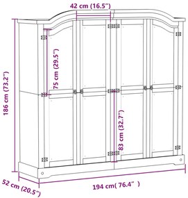 ΝΤΟΥΛΑΠΑ CORONA 194X52X186 ΕΚ. ΑΠΟ ΜΑΣΙΦ ΞΥΛΟ ΠΕΥΚΟΥ 4012162