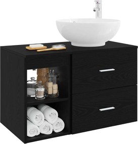 vidaXL Σετ Επίπλων Μπάνιου 2 pcs Μαύρη Δρυς Επεξεργασμένο Ξύλο