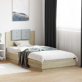 Πλαίσιο Κρεβατιού με Κεφαλάρι/LED Sonoma δρυς 90x200 εκ. - Καφέ