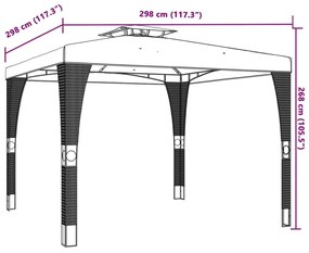 Κιόσκι με Διπλή Οροφή Κρεμ 2,98x2,98 μ. Ατσάλινο - Κρεμ