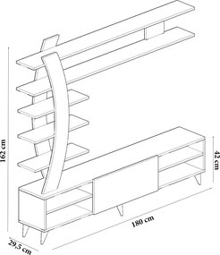 Σύνθεση Τηλεόρασης - Duru - Χρώμα Λευκό - 180x29,5x162εκ