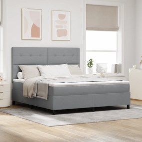vidaXL Κρεβάτι Box Spring με Στρώμα Ανοιχτό Γκρι Σούπερ Βασιλικό Ύφασμα
