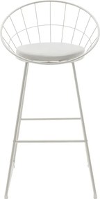 Σκαμπό μπαρ Seth pakoworld μέταλλο λευκό-μαξιλάρι PVC λευκό