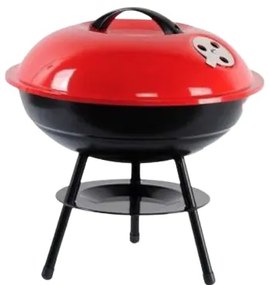 KMT Style Στρογγυλή Φορητή Ψησταριά Κάρβουνου για BBQ 38x38εκ. Μαύρη-Κόκκινη