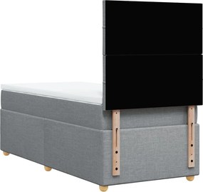 vidaXL Κρεβάτι Boxspring με Στρώμα Ανοιχτό Γκρι 90x190 εκ. Υφασμάτινο