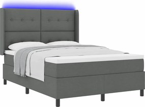vidaXL LED Κρεβάτι με βάθρο Σκούρο Γκρι 140 x 190 cm ύφασμα