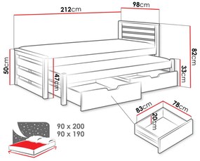 Παιδικό κρεβάτι Calwin-Leuko- Drus-90 x 200