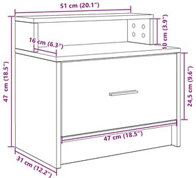 Κομοδίνα με συρτάρι 2 τεμ. Αρτισιανή Δρυς 51x31x47 εκ. 858685
