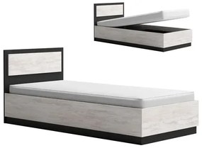 Κρεβάτι μονό TZO με μηχανισμό ανύψωσης, Oak Blanco / Ανθρακί 204x85x94cm-GRA701