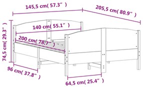 ΠΛΑΙΣΙΟ ΚΡΕΒΑΤΙΟΥ ΜΕ ΚΕΦΑΛΑΡΙ ΛΕΥΚΟ 140X200 ΕΚ. ΑΠΟ ΜΑΣΙΦ ΠΕΥΚΟ 3216174