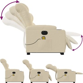 vidaXL Πολυθρόνα Μασάζ Ηλεκ. Ανακλινόμενη με Ανύψωση Κρεμ Υφασμάτινη