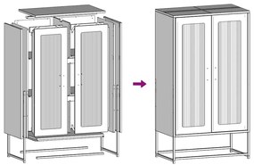 Highboard Λευκό 68x39x123 cm Ατσάλι - Λευκό