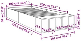 Πλαίσιο Κρεβατιού Γκρι Σκυροδέματος 100x200 εκ. Επεξεργ. Ξύλο - Γκρι