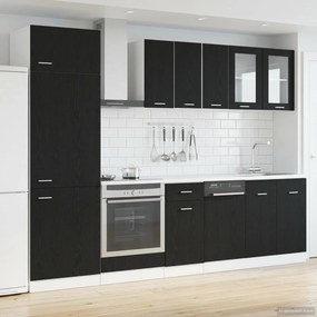 vidaXL Μονάδα κουζίνας Lyon 8 τμχ. Μαύρη Δρυς Επεξεργασμένο Ξύλο