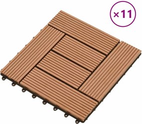 vidaXL Πλάκα Κατασκευής 11 pcs Καφέ 30 x 30 cm WPC