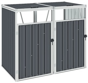 vidaXL Πλαίσιο Διπλό για Κάδους Γκρι 143 x 81 x 121 εκ. Ατσάλινο
