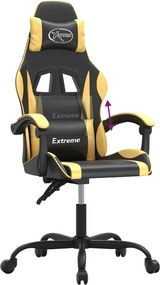 vidaXL Καρέκλα Gaming Μαύρο/Χρυσό από Συνθετικό Δέρμα