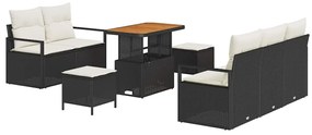 vidaXL Σετ Καναπέ Κήπου με μαξιλάρι 8 pcs Μαύρο Πολυ ράταν