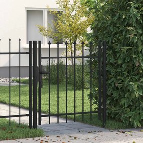 vidaXL Καγκελόπορτα Μονή με Ακίδες Μαύρη 1 x 1 μ. Ατσάλινη