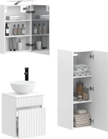 vidaXL Σετ Επίπλων Μπάνιου 4 pcs Λευκό Επεξεργασμένο Ξύλο και Γυαλί