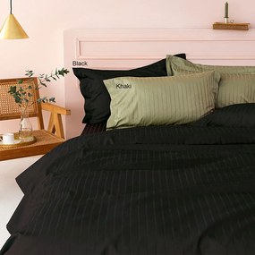 Σεντόνια Sateen Riga (Σετ 4τμχ) Black Palamaiki Queen Size 240x270cm 100% Cotton Satin