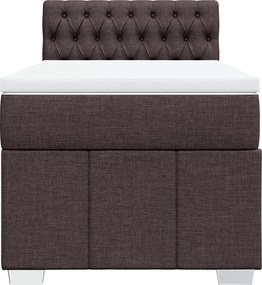vidaXL Κρεβάτι Boxspring με Στρώμα Σκούρο Καφέ 100x200 εκ. Υφασμάτινο