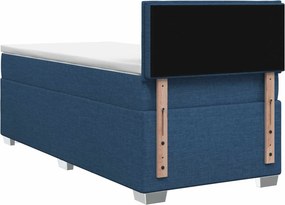 vidaXL Κρεβάτι Box Spring με Στρώμα και LED Μπλε 90 x 190 cm Ύφασμα