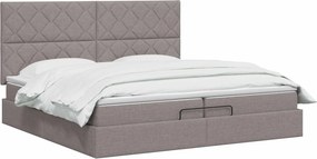 vidaXL Κρεβάτι Ottoman με Στρώμα και LED Taupe 200 x 200 cm Ύφασμα