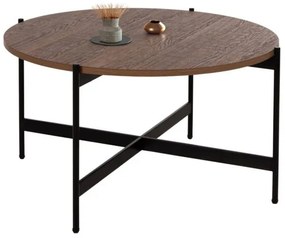 ΤΡΑΠΕΖΙ ΣΑΛΟΝΙΟΥ HM9588.04 MDF ΚΑΡΥΔΙ-ΜΑΥΡΗ ΜΕΤΑΛΛΙΚΗ ΒΑΣΗ Φ80x45Υεκ.