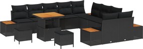 vidaXL Σετ Καναπέ Κήπου με μαξιλάρι 13 pcs Μαύρο Πολυ ράταν