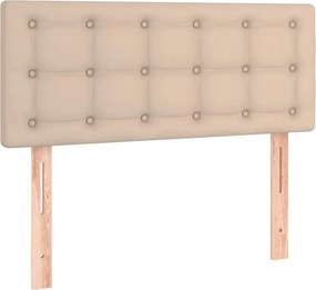 vidaXL Κρεβάτι Boxspring με Στρώμα Καπουτσίνο 90x200εκ.από Συνθ. Δέρμα