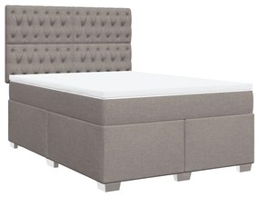 vidaXL Κρεβάτι Boxspring με Στρώμα Taupe 140x190 εκ. Υφασμάτινο