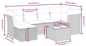 vidaXL Σαλόνι Κήπου Σετ 7 Τεμαχίων Καφέ Συνθετικό Ρατάν με Μαξιλάρια