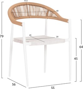 ΠΟΛΥΘΡΟΝΑ BERG HM6284.01 ΑΛΟΥΜΙΝΙΟ &amp; TEXTILENE ΛΕΥΚΟ--P.E.TWISTED RATTAN 55x56x79Υεκ