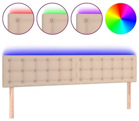Κεφαλάρι Κρεβατιού LED Καπουτσίνο 200x5x78/88 εκ. Συνθετ. Δέρμα - Καφέ