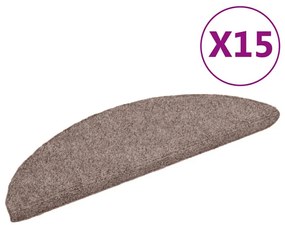 vidaXL Πατάκια Σκάλας Αυτοκόλλητα 15 τεμ Κρέμα 56x17x3εκ. Βελονιασμένο