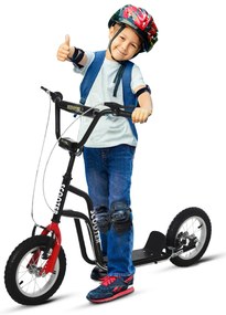 HOMCOM Παιδικό πατίνι, τιμόνι ρυθμιζόμενο, πατίνι πόλης για παιδιά, πατίνι με ελαστικά 12 ιντσών, από 5 ετών, Μαύρο, 120 x 58 x 75-80 cm