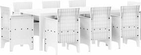 vidaXL Σέτ φαγητού για κήπο 9 pcs Λευκό Πολυπροπυλένιο