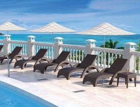 Ξαπλώστρα πολυπροπυλενίου Wicker με μπράτσα Fiji Kαφέ