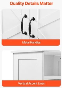 VEVOR Wooden Bathroom Floor Cabinet Storage with Adjustable Shelf 2 Doors White