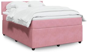 vidaXL Κρεβάτι Boxspring με Στρώμα Ροζ 140x200 εκ. Βελούδινο