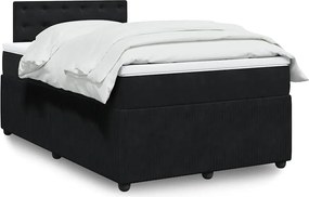 vidaXL Κρεβάτι Boxspring με Στρώμα Μαύρο 120 x 200 εκ. Βελούδινο