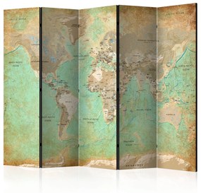 Διαχωριστικό με 5 τμήματα - Turquoise World Map  [Room Dividers] 225x172