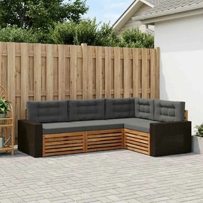 vidaXL Σειρά Καναπέ Εξωτερικού 4 pcs Φυσικό και Ανθρακί
