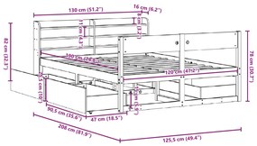 Σκελετός Κρεβ. Χωρίς Στρώμα Λευκό 120x190 εκ Μασίφ Πεύκο - Λευκό