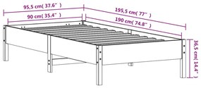 Σκελετός Κρεβ. Χωρίς Στρώμα Καφέ Κεριού 90x190 εκ Μασίφ Πεύκο - Καφέ