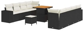 vidaXL Σετ Καναπέ Κήπου 11 pcs Μαύρο, Κρέμα 80 x 80 x 71 cm
