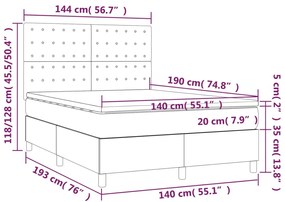 ΚΡΕΒΑΤΙ BOXSPRING ΜΕ ΣΤΡΩΜΑ&amp;LED ΑΝ. ΓΚΡΙ 140X190 ΕΚ. ΒΕΛΟΥΔΙΝΟ 3136359