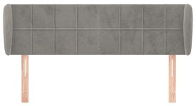 Κεφαλάρι με Πτερύγια Ανοιχτό Γκρι 147x23x78/88 εκ. Βελούδινο - Γκρι